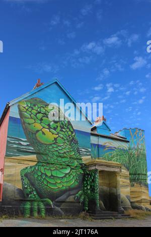 Sable Lizard Art par Paul Curtis - Ainsdale, Merseyside Banque D'Images