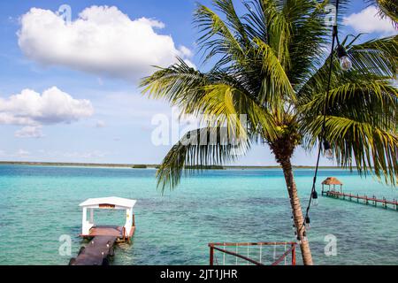 Lagune de 7 couleurs Bacalar Mexique Banque D'Images