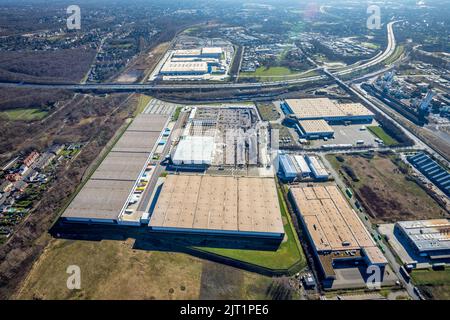 Photographie aérienne, SEGRO Logistics Park Oberhausen et Edeka Central Warehouse Logistics Center, Waldteich, Schwarze Heide, Oberhausen, Ruhr Area, Ni Banque D'Images