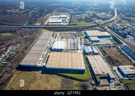 Photographie aérienne, SEGRO Logistics Park Oberhausen et Edeka Central Warehouse Logistics Center, Waldteich, Schwarze Heide, Oberhausen, Ruhr Area, Ni Banque D'Images