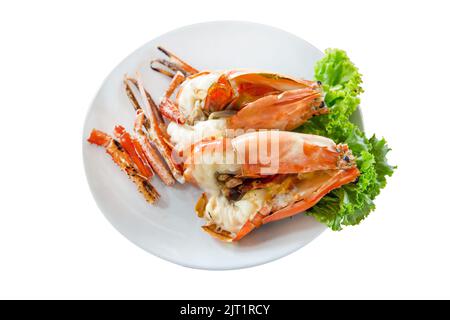 Découpe de crevettes, crevettes de rivière grillées ou crevettes thaïlandaises isolées sur fond blanc Banque D'Images