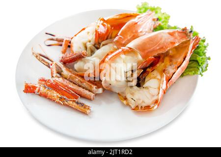 Découpe de crevettes, crevettes de rivière grillées ou crevettes thaïlandaises isolées sur fond blanc Banque D'Images