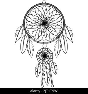 Dreamcatcher. Illustration vectorielle isolée sur fond blanc. Illustration de Vecteur