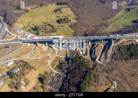 Viaduc du pont d'autoroute Eisern de l'autoroute A45 Sauerlandlinie, chantier et remplacement, Eisern, Siegen, pays aigre, Rhénanie-du-Nord-Westphalie, Banque D'Images