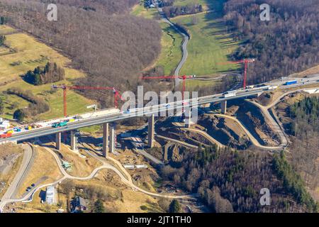 Viaduc du pont d'autoroute Eisern de l'autoroute A45 Sauerlandlinie, chantier et remplacement, Eisern, Siegen, pays aigre, Rhénanie-du-Nord-Westphalie, Banque D'Images