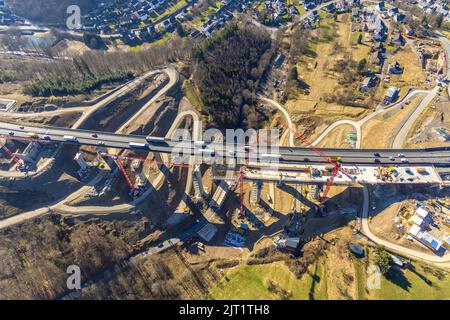 Viaduc du pont d'autoroute Eisern de l'autoroute A45 Sauerlandlinie, chantier et remplacement, Eisern, Siegen, pays aigre, Rhénanie-du-Nord-Westphalie, Banque D'Images