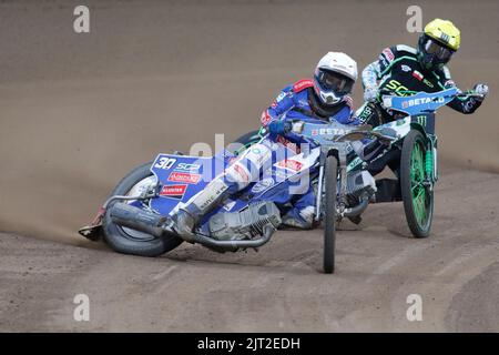 Wroclaw, Pologne. 27 août 2022. Betard FIM Speedway GP de Pologne au stade olympique. Photo: #30 Leon Madsen (DEN) © Piotr Zajac/Alay Live News Banque D'Images