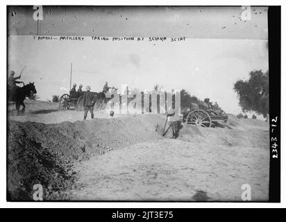 Tripoli - l'Artillerie de prendre position à Sciara Sciat Banque D'Images