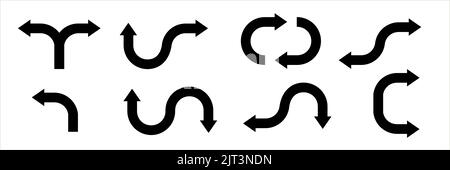 Ensemble de vecteur noir flèche.flèche vecteur illustration et section.flèches vecteur icône. Banque D'Images