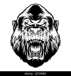 Angry Gorilla Head Silhouette Vector Banque D'Images