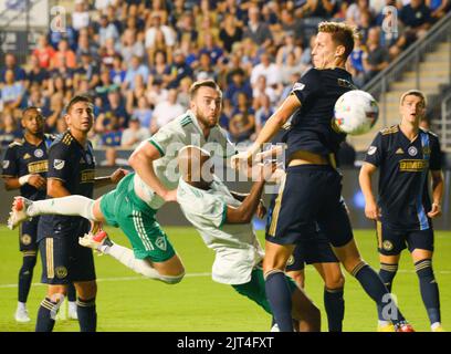 Chester, Pennsylvanie, États-Unis. 27th août 2022. -Philadelphia Union et Colorado joueurs rapides en action pendant le match au Subaru Park (Credit image: © Ricky Fitchett/ZUMA Press Wire) Banque D'Images