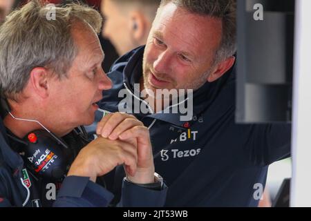 Spa Francorchamps, Vallonia, Belgique. 27th août 2022. Christian Horner (GBR) - RedBull Racing Team principal dans sa boîte (Credit image: © Alessio de Marco/ZUMA Press Wire) Banque D'Images