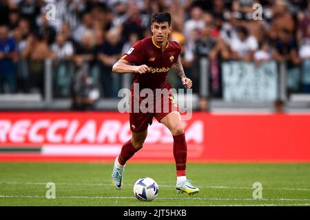 Tuin, Italie. 27 août 2022. Roger Ibanez d'AS Roma en action pendant la série Un match de football entre Juventus FC et AS Roma. Credit: Nicolò Campo/Alay Live News Banque D'Images