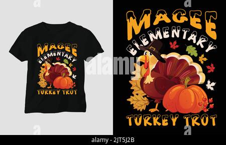 Automne Thanksgiving Day spécial SVG T-shirt graphique avec "Thanksgiving" Design vector T-shirt graphique, mag, sticker, tapis mural, etc. Vecteur de conception Illustration de Vecteur