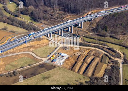 Pont d'autoroute Bornbach de l'autoroute A45 Sauerlandlinie, chantier de remplacement, Aßlar, Sauerland, Hesse, Allemagne, Autoroute, autoroute A45, Banque D'Images