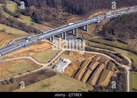 Pont d'autoroute Bornbach de l'autoroute A45 Sauerlandlinie, chantier de remplacement, Aßlar, Sauerland, Hesse, Allemagne, Autoroute, autoroute A45, Banque D'Images