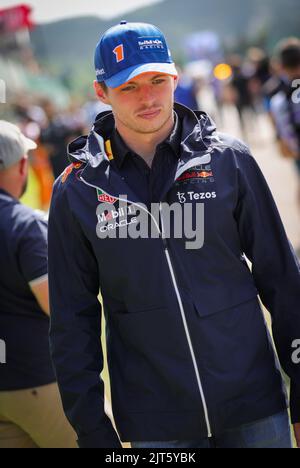 Oracle Red Bull Racing Dutch Rider Max Verstappen photographié avant la course automobile du Grand Prix de Belgique F1, à Spa-Francorchamps, dimanche 28 août 2022. Le Grand Prix de Formule 1 Spa-Francorchamps a lieu ce week-end, de 26 août à 28 août. BELGA PHOTO VIRGINIE LEFOUR Banque D'Images