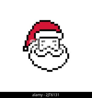 Pixel santa claus icône vecteur de jeu. Symbole Noël et nouvel an 8 bits. Illustration de Vecteur