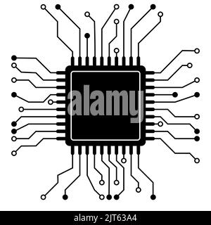 Carte mère puce unité centrale de traitement, symbole, processeur numérique haute technologie Illustration de Vecteur