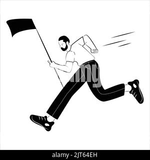 Homme en train de courir avec un drapeau - succès - clipart vecteur Illustration de Vecteur