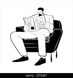 homme lisant le journal - vecteur clipart Illustration de Vecteur