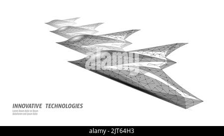 3D concept de faible poly de drone de combat. Acquisition d'une cible UAV sur le champ de bataille d'un véhicule militaire aérien sans pilote. L'armée d'un avion de drone de guerre frappe un vecteur de conflit Illustration de Vecteur