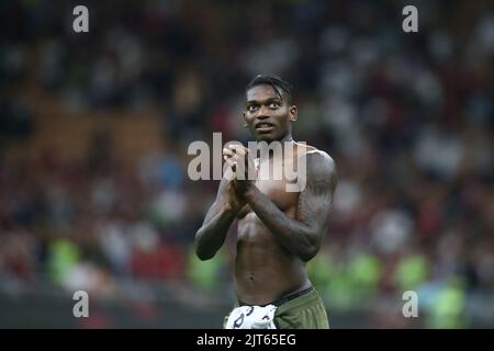 Foto Spada/Lapresse 27 Agosto 2022 - Milano , Italia - sport, calcio - AC Milan vs Bologne - Campionato italiano di calcio série A TIM 2022/2023 - Stadio San Siro. Nella foto: Rafael Leao (A.C. Milan); 27 août 2022 Milan , Italie - sport, calcio - AC Milan vs Bologne - Championnat italien de football série A 2022/2023 - Stade San Siro . Dans la photo: Rafael Leao (A.C. Milan); Banque D'Images