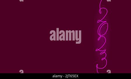 2023 Nouvelle année une ligne continue art. Carte de vœux de Noël décoration de titre. Concept de numéros de date. Une mise en plan de contour d'esquisse blanche Illustration de Vecteur