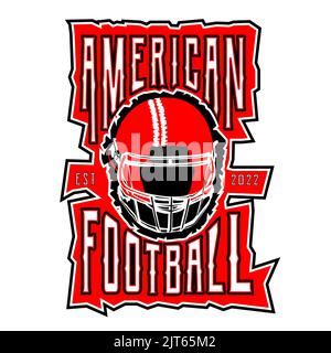 Logo sur le thème du football américain de couleur rouge, isolé sur fond blanc Illustration de Vecteur