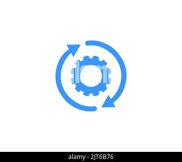 Icône d'exécution, rotation du processus d'intégration de l'outil, conception du logo du pictogramme de roue d'engrenage de cycle de personnalisation. Elément technologique d'assemblage d'exécution. Illustration de Vecteur
