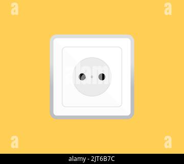 Prise électrique activée, prise électrique de puissance logo réaliste. Électricité, prise de courant, design vectoriel européen et illustration. Illustration de Vecteur