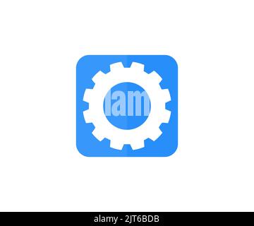 Logo de l'application Gear Icon. Personnalisez le symbole de silhouette de l'application d'entretien de la roue dentée, la conception du vecteur de roue dentée carrée et l'illustration. Illustration de Vecteur