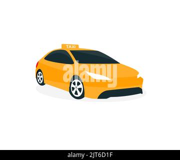 Voiture de taxi jaune avec logo de panneau de toit. Pointeur de carte de taxi. Icône du service de taxi. Automobile taxi service design concept vecteur conception et illustration Illustration de Vecteur