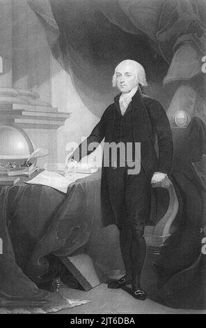 Portrait de James Madison, quatrième président des États-Unis. La gravure est de David Edwin entre 1809 et 1817 quand Madison était à son début 60s. Banque D'Images