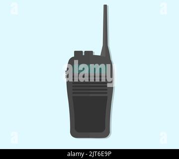 Radio talkie-walkie double bande moderne avec logo d'écran lcd. L'appareil portable est utilisé pour la conception et l'illustration du vecteur de communication. Illustration de Vecteur