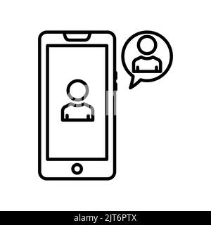 Icône de téléphone mobile avec chat et personnes. Icône en rapport avec discussion, entreprise. Style d'icône de ligne. Conception simple modifiable Illustration de Vecteur