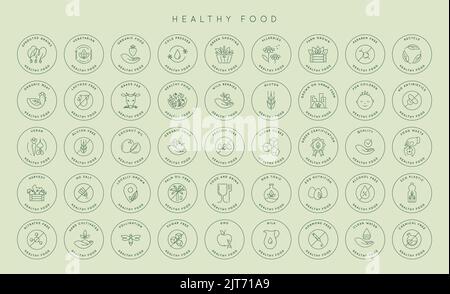 Ensemble d'étiquettes d'icône de produit naturel vectoriel. Illustration de Vecteur