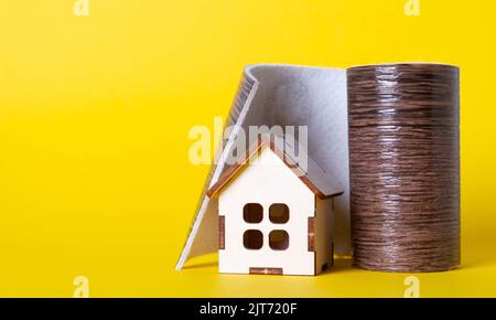 Revêtements de sol dans une maison en bois. Linoléum et une petite maison. Laminé ou linoléum pour le sol dans la maison. Choix de revêtements de sol. Banque D'Images