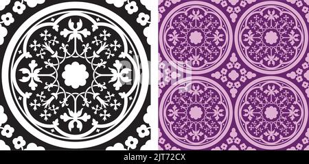 Illustration vectorielle d'un motif décoratif à motif floral répétitif. Illustration de Vecteur