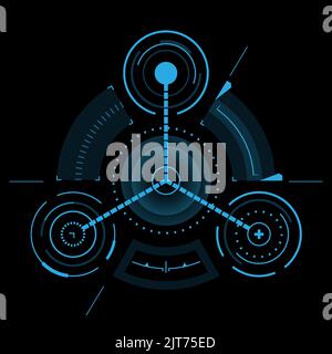 Interface utilisateur graphique tactile virtuelle bleu futuriste HUD, illustration vectorielle Illustration de Vecteur