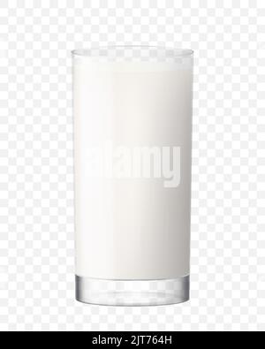 Verre de lait ou de yaourt. Illustration réaliste à 3D vecteurs, isolée sur fond transparent. Tasse avec liquide de couleur blanche. Petit déjeuner pour eati sain Illustration de Vecteur