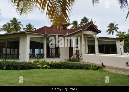 Le Pavillon du patrimoine dans le Parc du patrimoine de Pigeon point, Tobago, Antilles. Banque D'Images