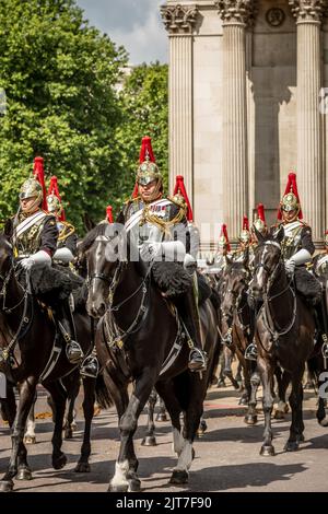 Blues and Royal Trooper, Wellington Arch, Londres, Angleterre, Royaume-Uni Banque D'Images