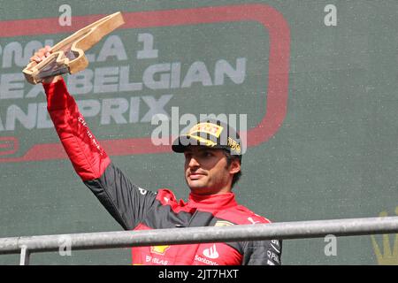SPA-Francorchamps, BELGIQUE, 26.-28. AOÛT : PODIUM, 3rd #55, Carlos SAINZ Jr., ESP, Team Scuderia Ferrari, F1-75, moteur Ferrari 065 crédit: SPP Sport presse photo. /Alamy Live News Banque D'Images
