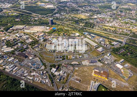 Vue aérienne, Westfield Centro Oberhausen, centre commercial Neue Mitte avec gasometer, Borbeck, Oberhausen, région de la Ruhr, Rhénanie-du-Nord-Westphalie, Allemagne, Banque D'Images