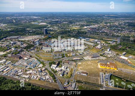 Vue aérienne, Westfield Centro Oberhausen, centre commercial Neue Mitte, Gasometer, Borbeck, Oberhausen, Ruhr, Rhénanie-du-Nord-Westphalie, Allemagne, DE, Banque D'Images