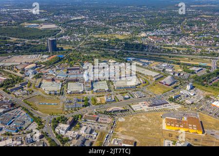 Vue aérienne, Westfield Centro Oberhausen, centre commercial Neue Mitte, Gasometer, Borbeck, Oberhausen, Ruhr, Rhénanie-du-Nord-Westphalie, Allemagne, DE, Banque D'Images