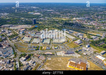 Vue aérienne, Westfield Centro Oberhausen, centre commercial Neue Mitte, Gasometer, Borbeck, Oberhausen, Ruhr, Rhénanie-du-Nord-Westphalie, Allemagne, DE, Banque D'Images