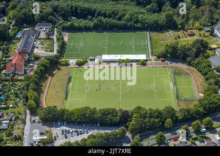 Vue aérienne, stade de football Von-Böttinger-Platz, Velbert, région de la Ruhr, Rhénanie-du-Nord-Westphalie, Allemagne, DE, Europe, terrain de football, stade de football, football Banque D'Images