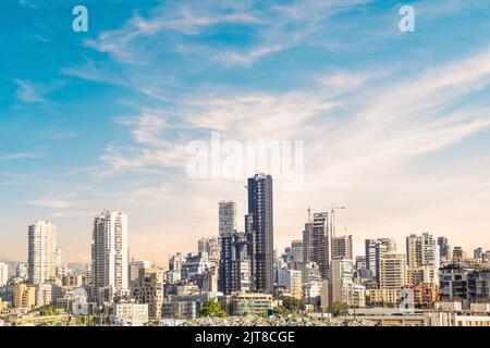 Belle vue sur la baie de Zaitunay à Beyrouth, Liban Banque D'Images